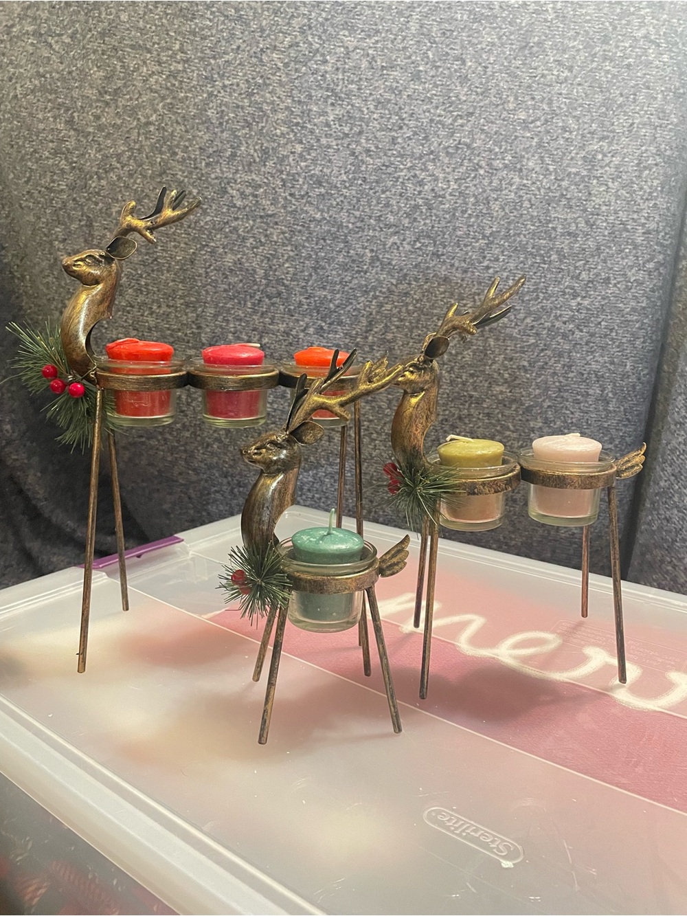 Decorative Reindeer Votive Candle Holders - Gold Finish